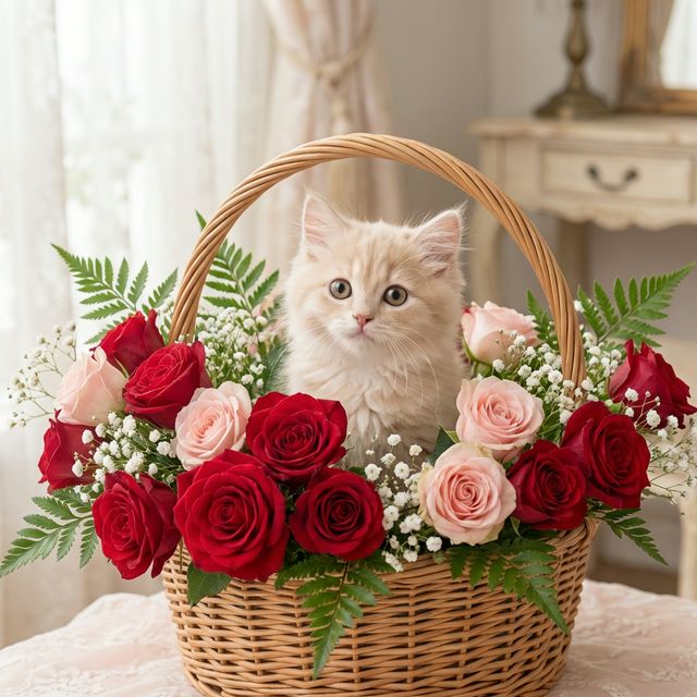 Kitten in flowers